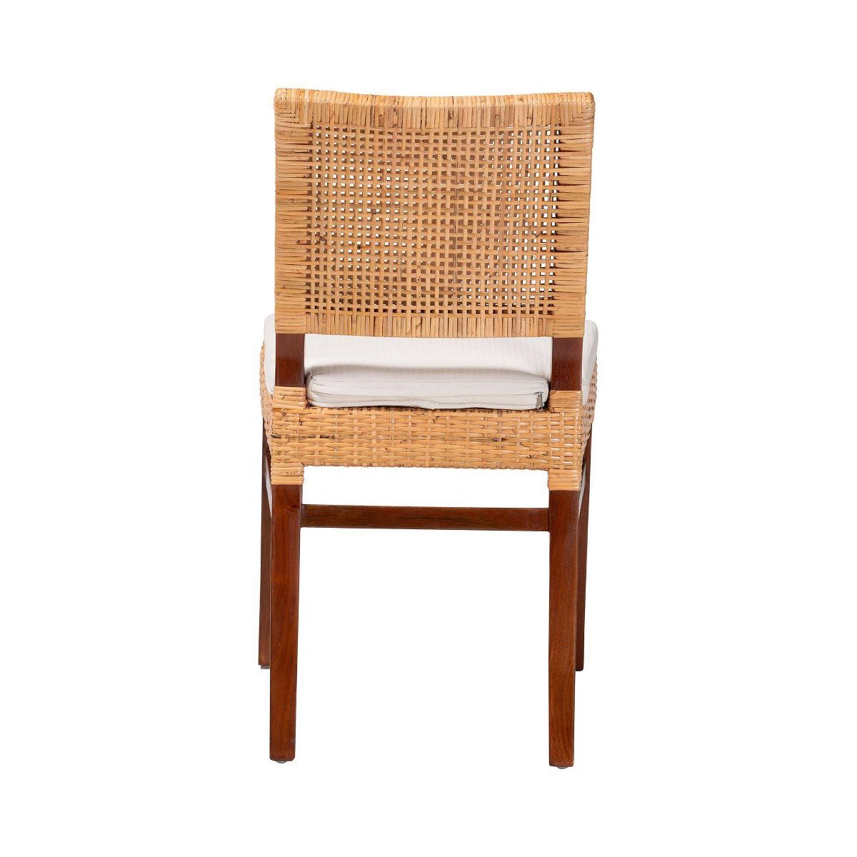 bali & pari Lesia Natural Rattan Dining Chair with Cushion Light Honey/Walnut Brown - thumbnail 2