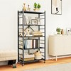 SKONYON Storage Shelves, Foldable Metal Shelving Units for Garage Kitchen Bakers, Collapsible Organizer Rack, Heavy Duty on Wheels - 4 of 4
