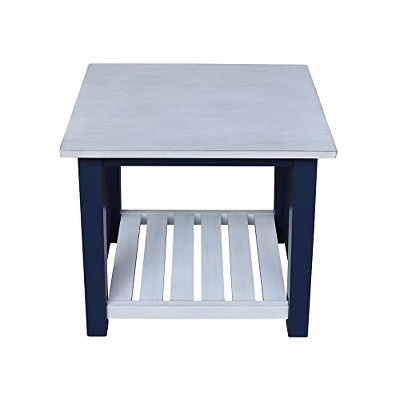 Surrey Solid Wood Rectangular End Table with Shelf - Antiqued Blue