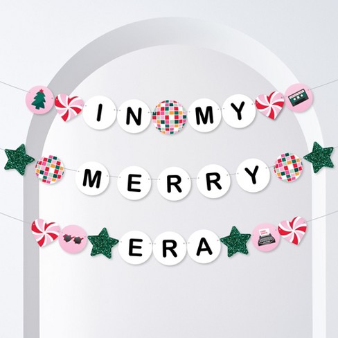 Big Dot of Happiness In My Merry Era Banner, Christmas Party Decorations, Xmas Holiday Backdrop, Large Holiday Friendship Bracelet Banner, 28 Pieces - image 1 of 4