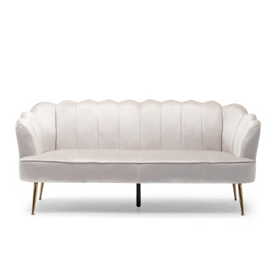 NicBex 3 Seater Sofa Couch with Deep Seat & Armrest Modern Upholstered Velvet Sofa with Metal Legs for Living Room