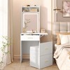 Small Vanity Desk with Mirror and Light, Dressing Table with Charging Station & Fold-up Panel for Small Space - 2 of 4