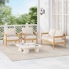 3 PCS Patio Chat Set, 2 Single Chairs and 1 Loveseat with Wide Armrests, Chair with Acacia Wood Frame with Polyester Cushions-Coolbibila - 3 of 4