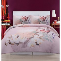 Christian Siriano Remy Floral Comforter Set Magenta/white : Target
