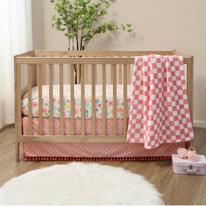 The Peanutshell Baby Crib Bedding Set for Girls - 3 Pieces - Pink Baby Blanket Set with Fitted Crib Sheet, Dust Ruffle - Wildflower Boho Floral - 1 of 1