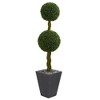 Nearly Natural 5-ft Double Ball Boxwood Topiary Artificial Tree in Slate Planter UV Resistant (Indoor/Outdoor) - image 2 of 2