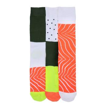 Adult Sushi Delight Crew Socks - Set of 3 Pairs, Perfect for Sushi Lovers!