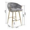 DSVIMOY Counter and Bar Stool Set of 2 Velvet Bar Stool with Hand Wave Back and Golden Base for Kitchen, Gray, 24.02"*20.87"*18.5" - 3 of 4