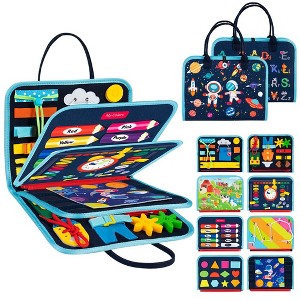 MOVSSOU Busy Board 8 in 1 Busy Book Montessori Toys for Toddler Sensory Toys Developing Sensory Board Travel Toys - 1 of 4