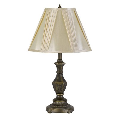 25" Cory Aluminum Casted Table Lamp with Softback Fan Pleated Faux Silk Shade Dark Bronze - Cal Lighting