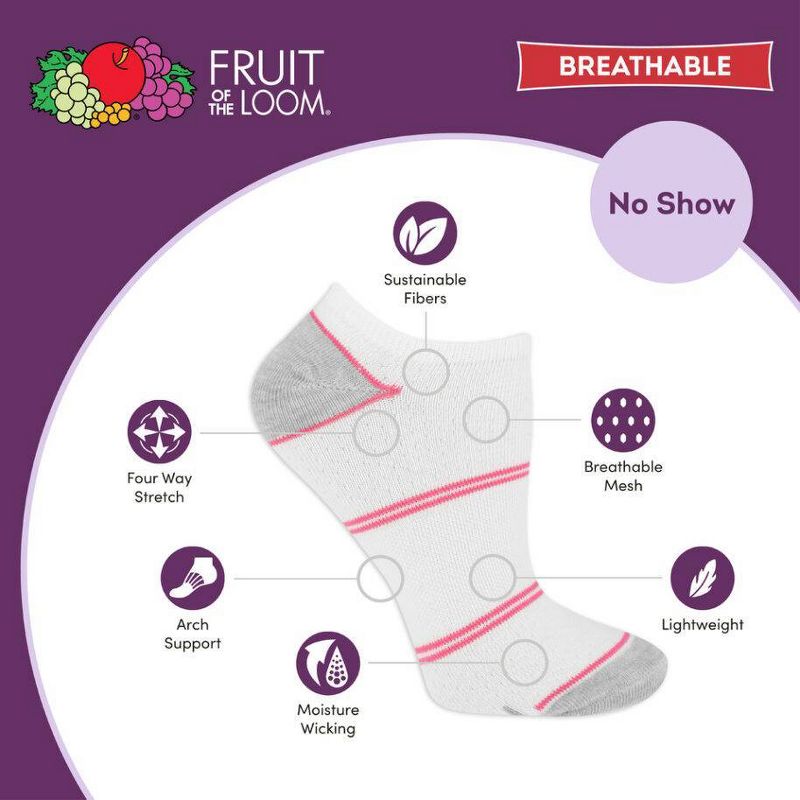 Fruit of the Loom Women's Breathable  Lightweight 6pk No Show Athletic Socks - 4-10, 6 of 7