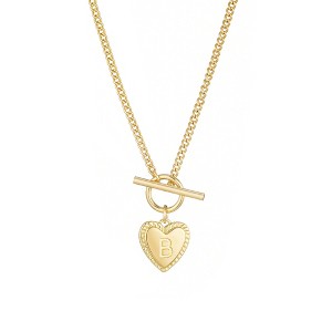 Adornia 14k Gold Plated Heart Initial Toggle Necklace - 1 of 3