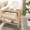 Rattan Night Stand Set of 2, Boho Nightstand with 2 Drawers and Storage Shelf, Modern Farmhouse Nightstand, Side Tables for Living Room, Bedroom - 4 of 4