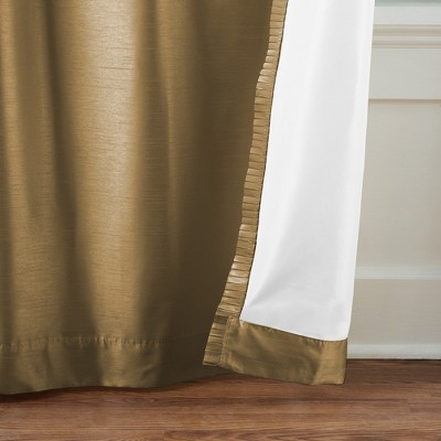 Gold Faux Silk Blackout Pleated Curtain Panel 52" W x 95" L