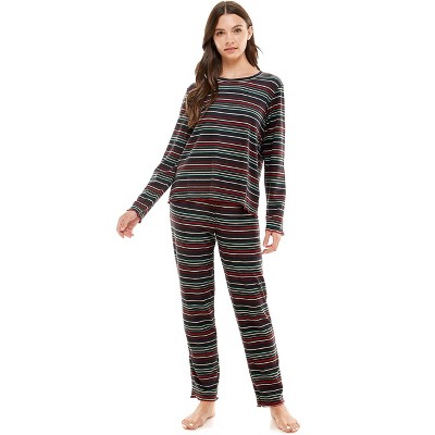 Emerson Road NYC Womens Long-Sleeve Top & Jogger Pants Sleep Set Sleep Set