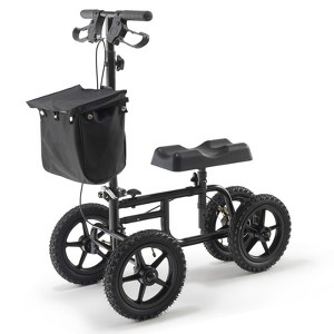 VEVOR Folding Knee Scooter,Carbon Steel Steerable Knee Walker with Height-Adjustable Handlebar & Knee Pad,12" All-Terrain Wheel,Dual Brakes, 350LBS - 1 of 4