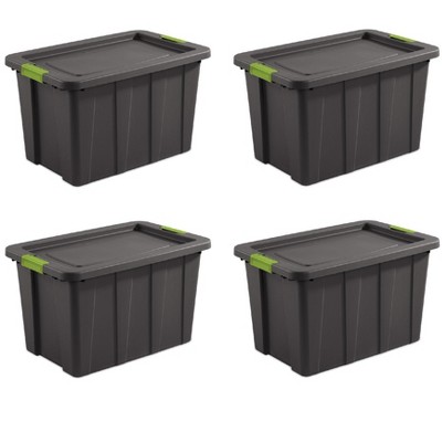 Sterilite Tuff1 Latching 30 Gallon Plastic Storage Tote Container & Lid (4 Pack)
