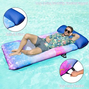 Jasonwell Oversized Pool Float Lounge, 72" X 37" XL Fabric-Covered Inflatable Contour Lounger with Headrest, Ultra-Comfort Cooling Raft, N-Mermaid - 1 of 4