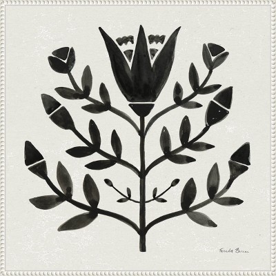 Amanti Art Garden Folk Flowers II Black by Farida Zaman Canvas Wall Art Print Framed 22 x 22-in.