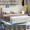NicBex Full/Queen Floating Bed Frame with Headboard,Modern Upholstered Platform Bed Frame with LED Lights and USB,Wood Slats Support,No-Noise - 3 of 4