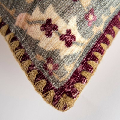 Embroidered Cotton Standard/Queen Pillow Cover in Multi-Earth Tones