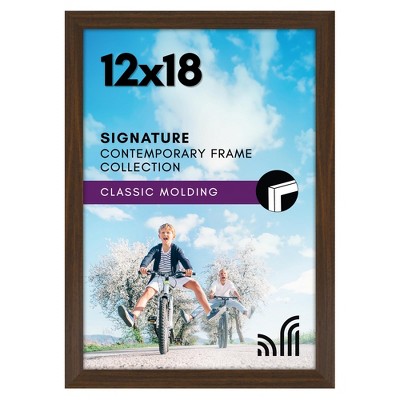 Americanflat 12x18 Walnut Picture Frame - Composite Wood with Shatter Resistant Glass