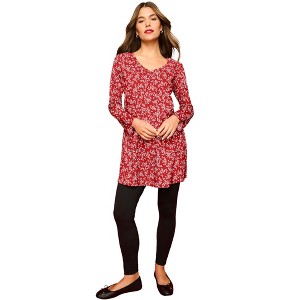 Roaman's Plus Size Cotton Ultimate Long Sleeve V-Neck Tunic - 1 of 4