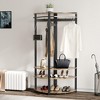 Corner Coat Rack with Shoe Bench Entryway and 6 Double Hooks - Corner Clothes Rack with Storage Corner Hall Tree with Organizer Shoe Bench Shelf - 2 of 4