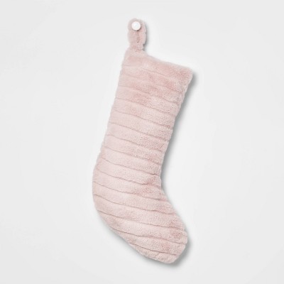 Cut Faux Fur Christmas Stocking Blush - Wondershop™