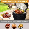 Charcoal Grill & Smoker, 13'' Portable Ceramic Grill with 10.6'' Stainless Steel Grate – Cast Iron Parts Heat Deflector Ash Tool - 2 of 4