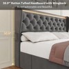 King LED Platform Bed Frame with 4 Drawers, Velvet Upholstered Bed Frame with High Button Wingback Headboard, Metal Frame with No Box Spring Needed - 3 of 4