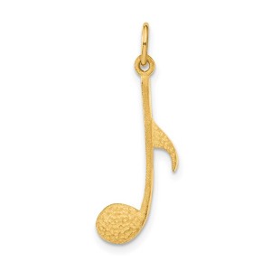 Black Bow Jewelry 14k Yellow Gold Textured Musical Note Pendant, 10mm (3/8 inch) - 1 of 4