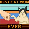 Women's Design By Humans Best Cat Mom Ever Retro Stripes By shirtpublic Racerback Tank Top - 2 of 2
