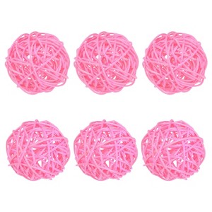 Unique Bargains Wicker Rattan Decorative DIY Crafts Balls 6 Pcs - 1 of 4