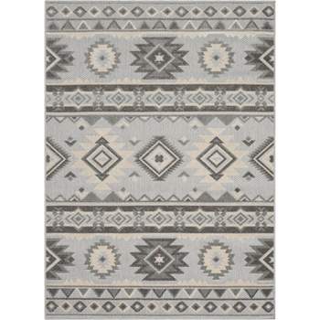 Well Woven Tuscon Indoor/Outdoor Southwestern Area Rug High Traffic Geometric Medallion Carpet