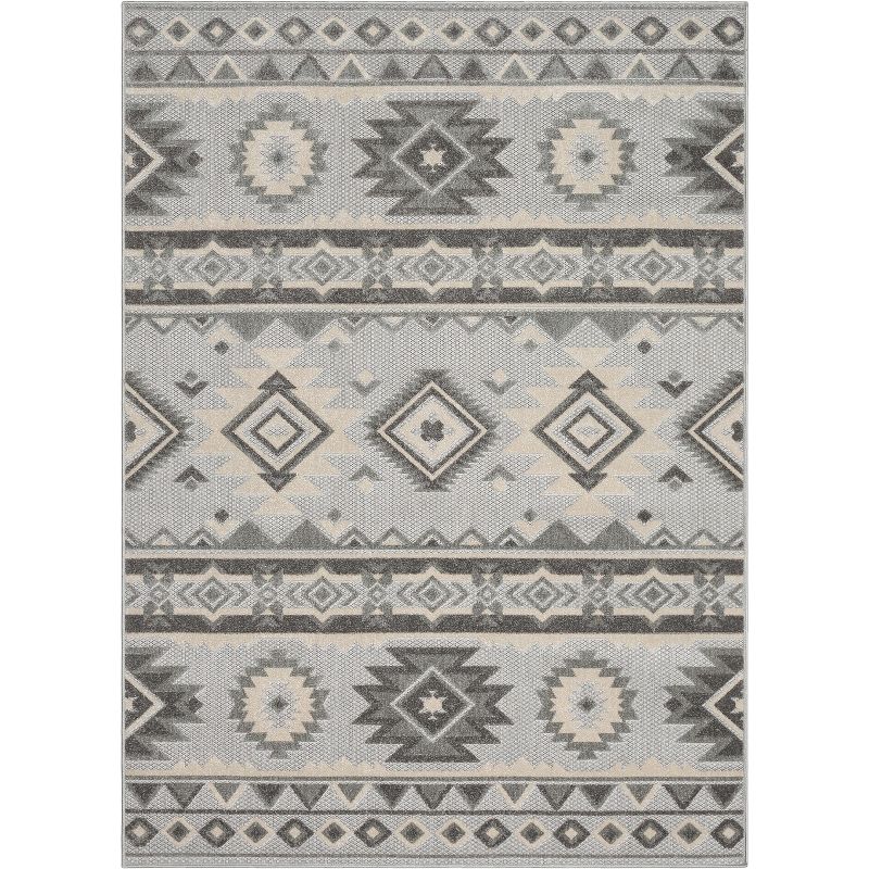 Well Woven Tuscon Indoor/Outdoor Southwestern Area Rug High Traffic Geometric Medallion Carpet, 1 of 10