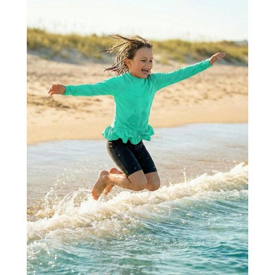 City Threads Swim Peplum UPF 50+ Long Sleeve Girls Rashguard Tee | Aqua - 6Y — фото 2
