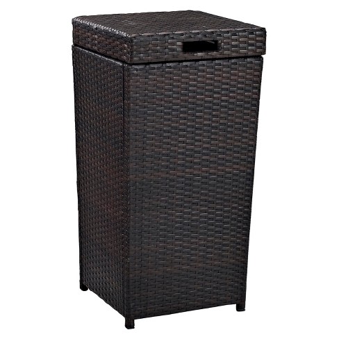 Stainless Steel Palm Harbor Outdoor Wicker Trash Bin Crosley