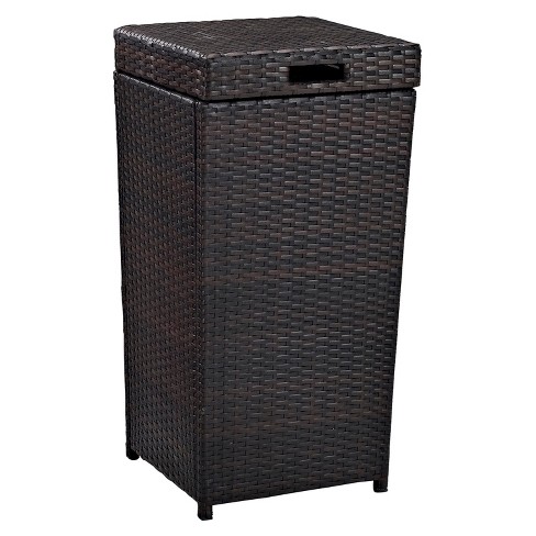 Stainless Steel Palm Harbor Outdoor Wicker Trash Bin Crosley