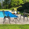 homfan Patio Bistro Sets Cast Aluminum Bistro Set - 3-Piece Outdoor Dining Set with Umbrella Hole Decorative Rose Design for Balcony - 4 of 4