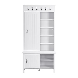 NicBex 34.2 inch Hall Tree for Hallway,Modern Coat Racks with 6 Hooks and Shelves,Entryway Furniture for Hallway,Living Room,Bedroom,White - 1 of 4