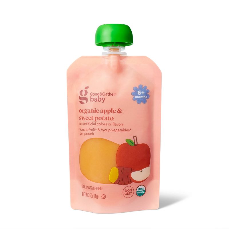 Organic Apple Sweet Potato Baby Food Pouch - 3.5oz - Good &#38; Gather&#8482;, 1 of 4