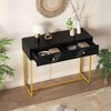 KIGFTSOD Sleek Console Table with Storage, Narrow Console Table with Two Drawers with Stripe Design for Living Room Hallway Entryway - 3 of 4