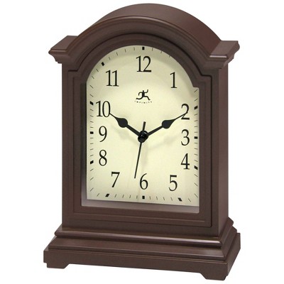 9.5" Dark Brown Quartz Grandfather-Style Tabletop Clock