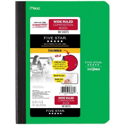 Photo 1 of 5pACKComposition Notebook Wide Ruled Anti-Microbial Green - Five Star