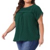 Agnes Orinda Women's Plus Size Swiss Dots Short Sleeve Lace Crochet Chiffon Pleated Casual Blouses - 2 of 4