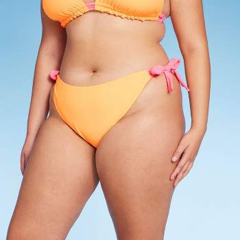 Women's Colorblock Ultra High Leg Extra Cheeky Bikini Bottom - Wild Fable™  Orange/Pink X