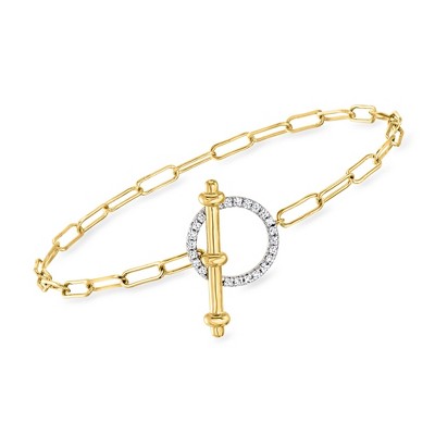 Ross-Simons 0.25 ct. t.w. Diamond Toggle Bracelet in 18kt Gold Over Sterling Size 7