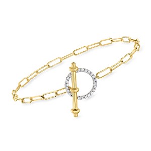 Ross-Simons 0.25 ct. t.w. Diamond Toggle Bracelet in 18kt Gold Over Sterling Size 7 - 1 of 3
