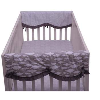 Bacati - Clouds in the City White/Gray set of 2 Small Side Crib Rail Guard Covers